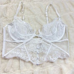 NWOT For Love and Lemons white delicate lace bustier bra top 12030